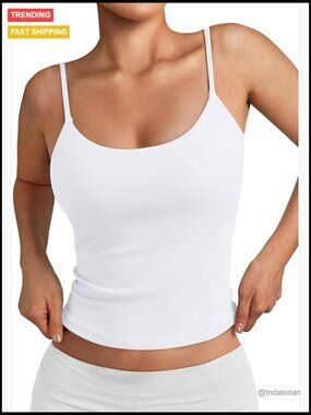 Double Lined Adjustable Spaghetti Strap Tank Top Cute Summer Basic Crop Top for
